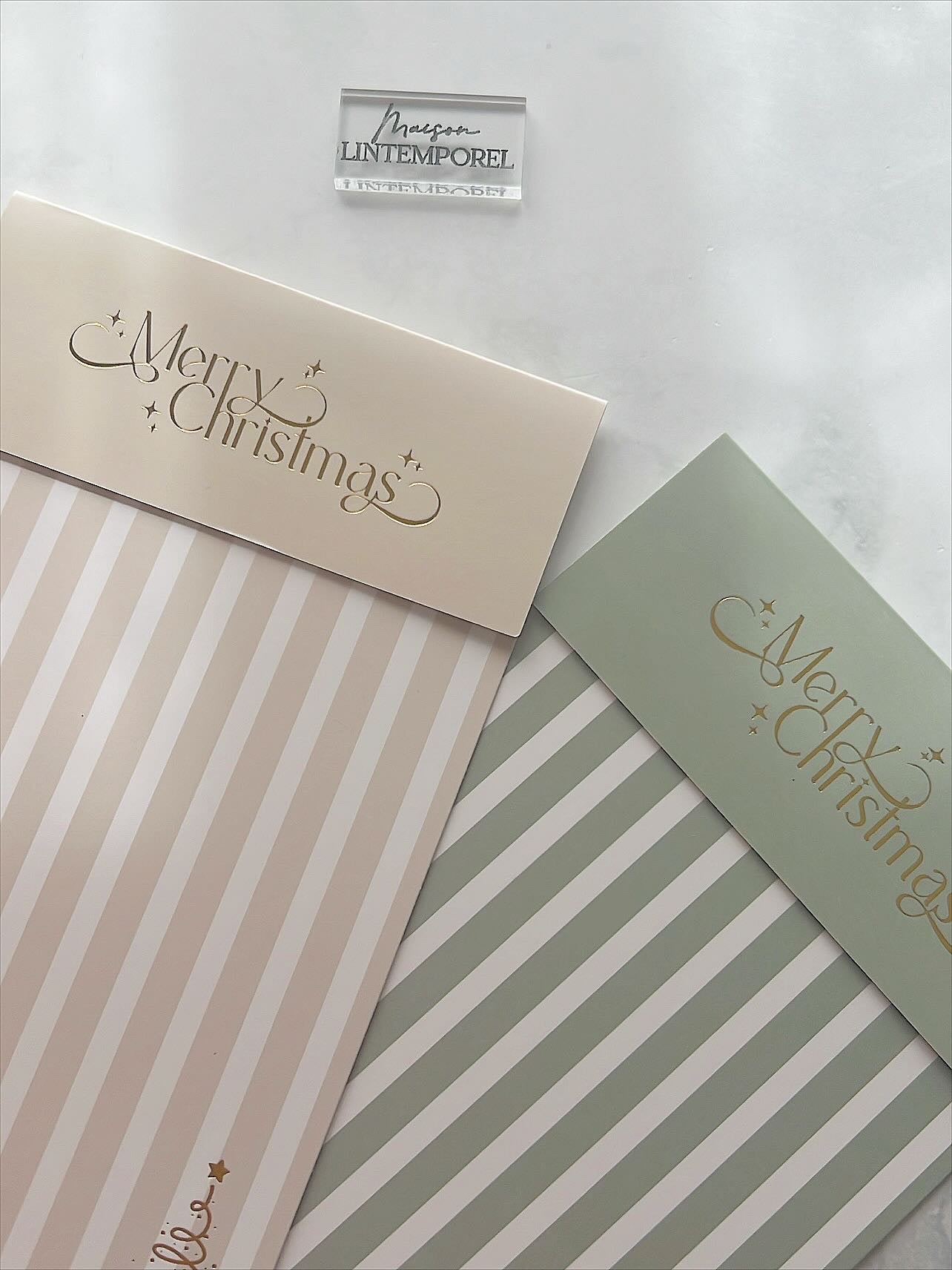 Cartes à biscuit dorure Merry Christmas "beige" ( x12)